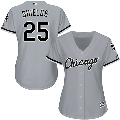 White Sox #25 James Shields Grey Road Women's Stitched MLB Jersey